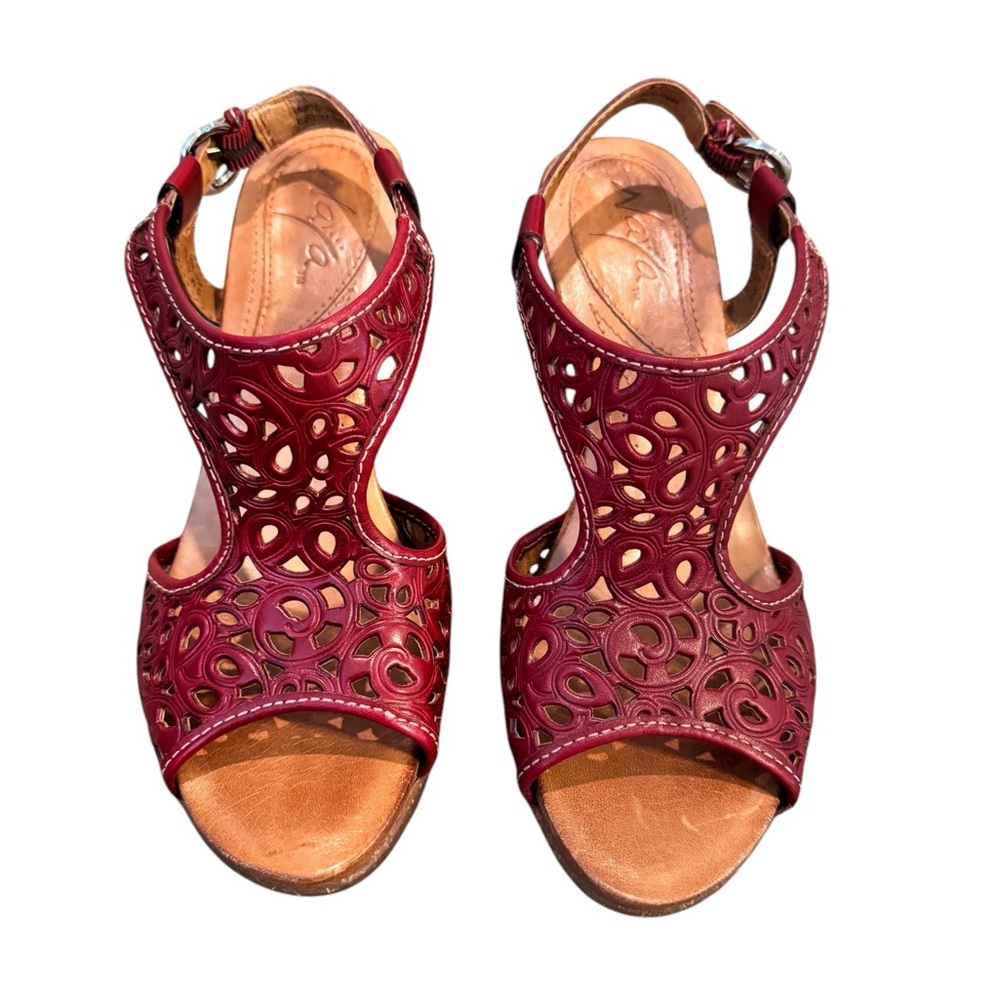 Naya Red Sandals with Intricate Cut-Out Design